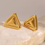 Gold color / 1 Pair Simple Series Style Triangular Shape Stainless Steel  Gold Color Women's Stud Earrings Picture4